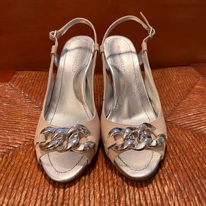 Tignanello open toe, sling back wedge heels. Size 8.5